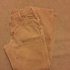 Carhartt Brown Thick Duck Canvas Outdoor Women’s Work Pants Double Knee 8 x 30